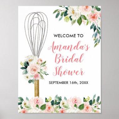 Pink Floral Soon to be Whisked Away Bridal Shower Poster