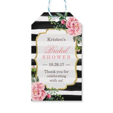 Pink Floral Stripes Bridal Shower Thank You Gift Tags