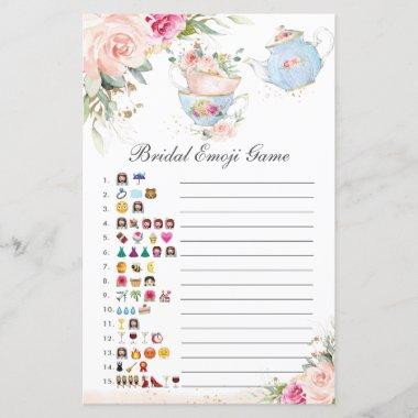 Pink Floral Tea Party Bridal Shower Picture Game