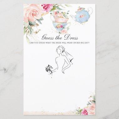 Pink Floral Tea Party Guess the Dress Bridal Game