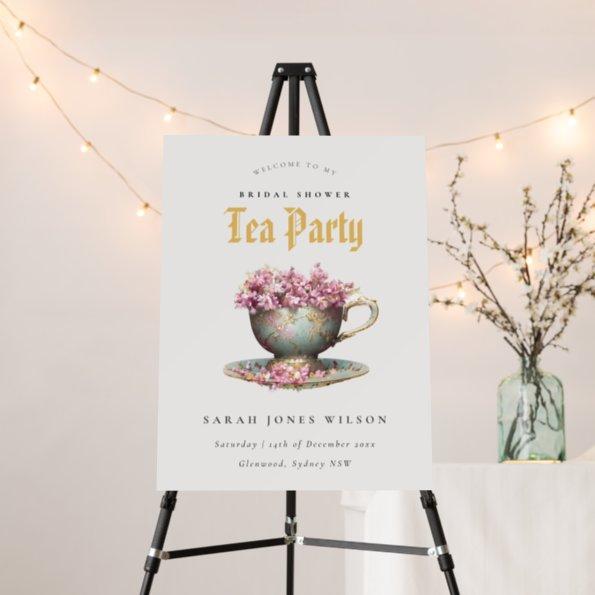 Pink Floral Teacup Bridal Shower Tea Party Welcome Foam Board