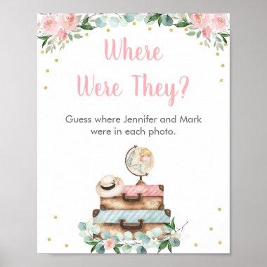 Pink Floral Travel Bridal Where Were They Game Poster