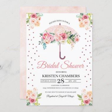 Pink Floral Umbrella Bridal Shower Invitations