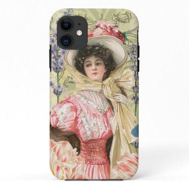 Pink Floral Victorian Woman Regency iPhone 11 Case