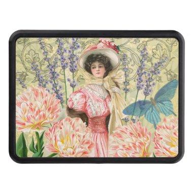 Pink Floral Victorian Woman Regency Hitch Cover
