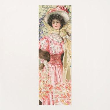 Pink Floral Victorian Woman Regency Yoga Mat