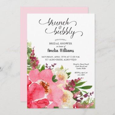 Pink Floral Watercolor Bridal Shower Invitations