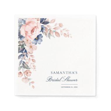 Pink Floral Watercolor Bridal Shower Paper Napkins