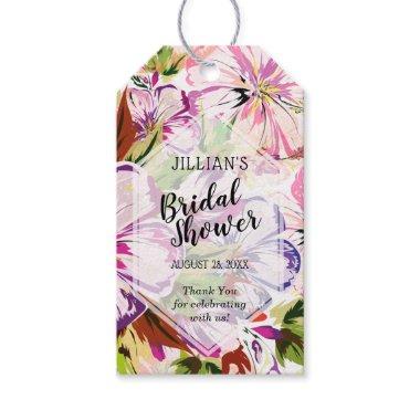 Pink Floral Watercolor Bridal Shower Thank You Gift Tags