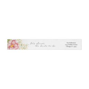 Pink Floral Watercolor  Wrap Around Label