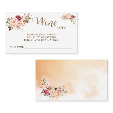 Pink Floral Wine Raffle Wedding Bridal Shower Invitations