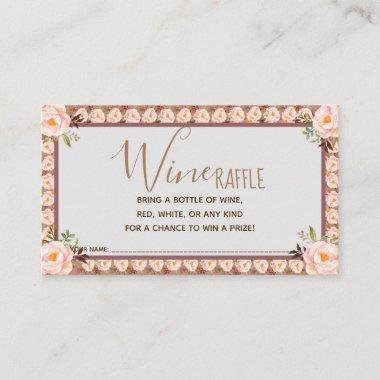 Pink Floral Wine Raffle Wedding Bridal Shower Invitations