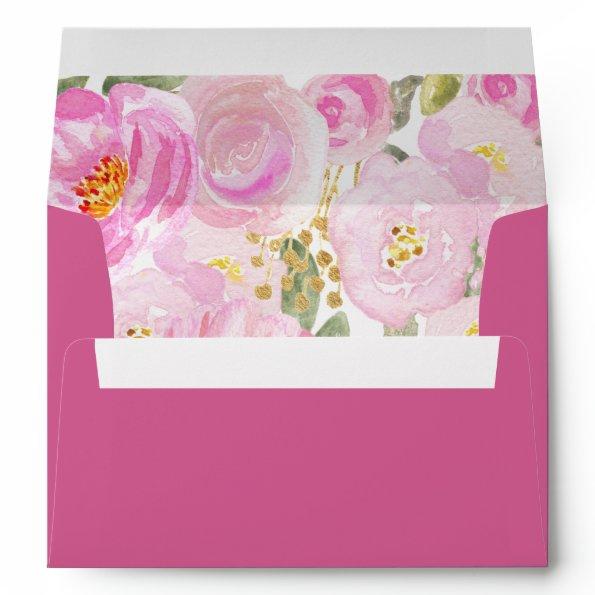 Pink Floral with Return Address Bridal Shower Envelope