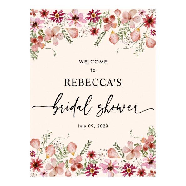 Pink Florals Bridal Shower Welcome Sign Poster