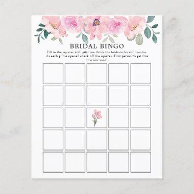 Pink Florals Greenery Bridal Shower Bingo Game