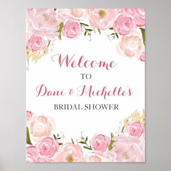 pink flower bridal shower SIGN