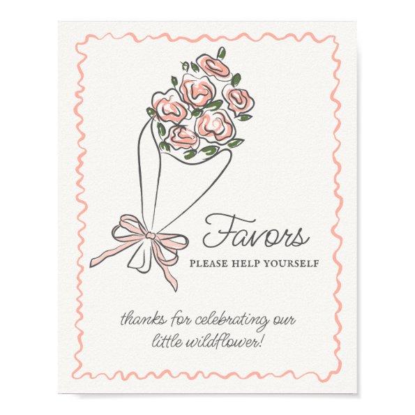 Pink Flower Market Fresh Floral Favors Sign