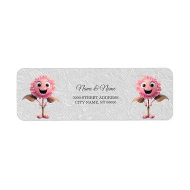 Pink Flower Return Address Label