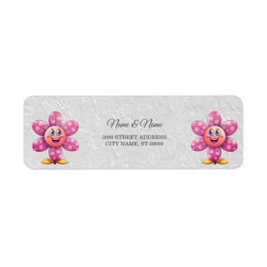 Pink Flower Return Address Label