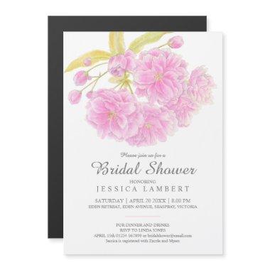 Pink flower spring floral blossom bridal shower magnetic Invitations