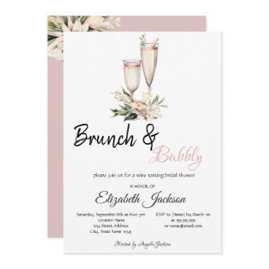 Pink Flowers Champagne Glass Brunch & Bubbly