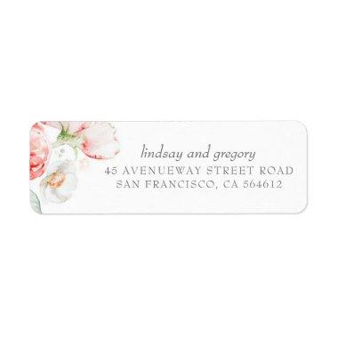 Pink Flowers Elegant Modern Watercolor Label