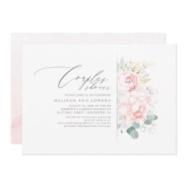 Pink Flowers Gold Greenery Couples Shower