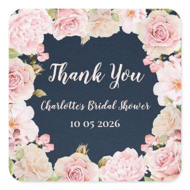 Pink Flowers Thank You  Favor Tag