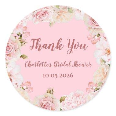 Pink Flowers Thank You  Favor Tag