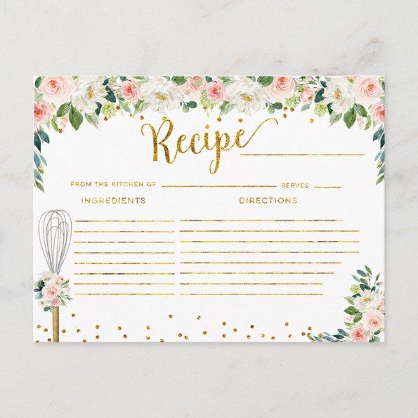 Pink Flowers Whisked away Bridal Shower Recipe PostInvitations
