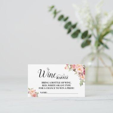 Pink Flowers Wine Raffle Ticket Bridal Shower Invitations