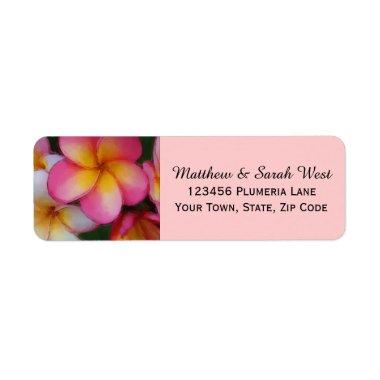 Pink Frangipani Plumeria Tropical Flowers Label