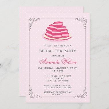 Pink French Macaroon Bridal Tea Party Invitations