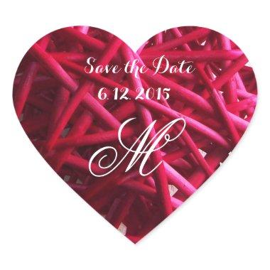 PINK FUCHSIA BRAIDED HEART WEDDING SAVE THE DATE HEART STICKER