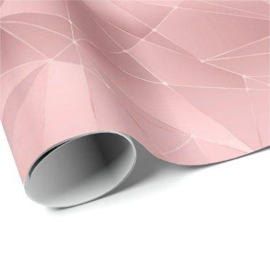 Pink Geometric Triangle Glam Bling Trendy Stylish Wrapping Paper