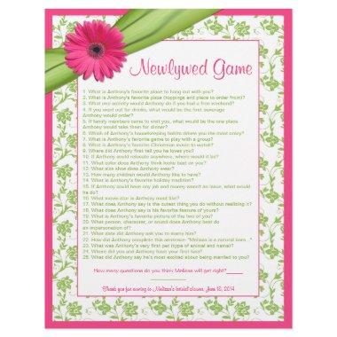 Pink Gerber Daisy Green Floral Bridal Shower Game