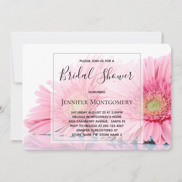 Pink Gerbera Daisies Elegant Photo Bridal Shower Invitations