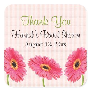Pink Gerbera Daisy Bridal Shower Stickers Personal