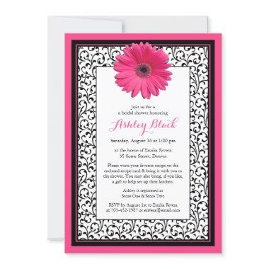 Pink Gerbera Daisy Floral Bridal Shower Invitations