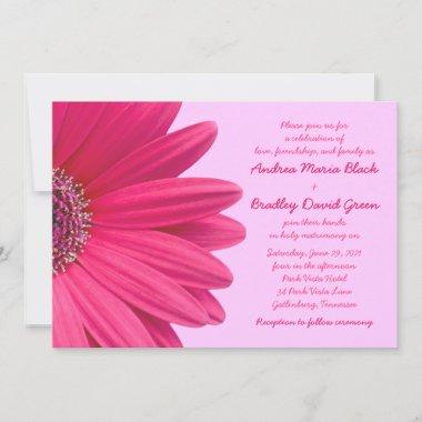 Pink Gerbera Daisy Lilac Purple Wedding Invitations