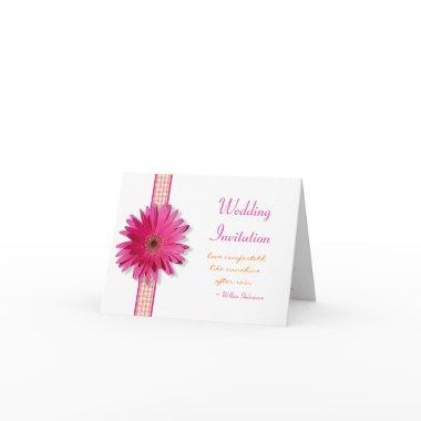Pink Gerbera Daisy Wedding Invitation