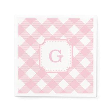 Pink Gingham Checkered Pattern Paper Napkin
