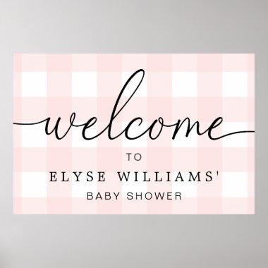 Pink Gingham Welcome Sign