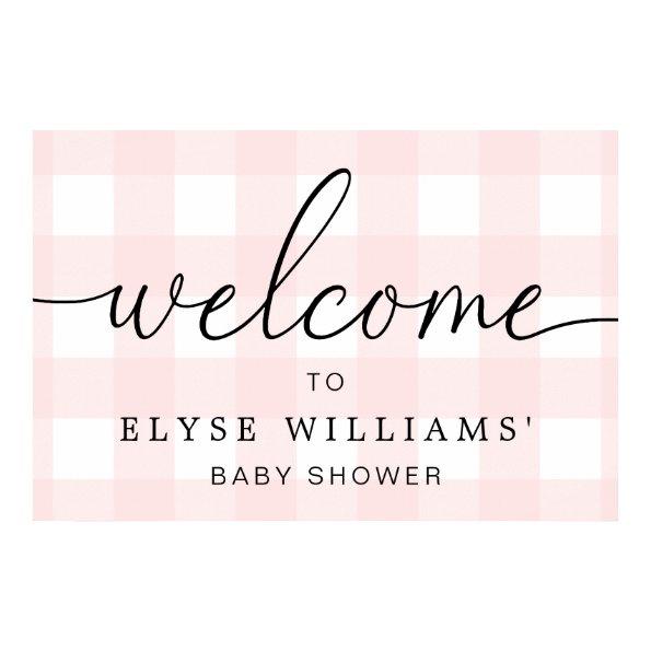 Pink Gingham Welcome Sign