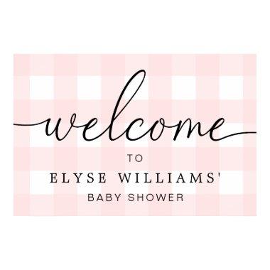 Pink Gingham Welcome Sign Poster