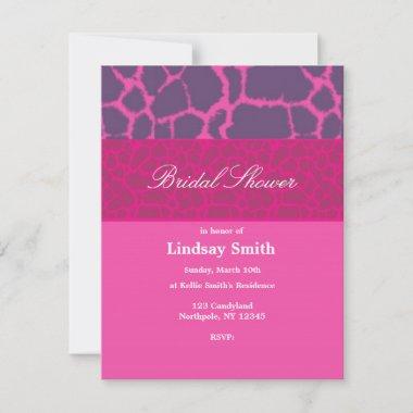 Pink Giraffe Pattern Bridal Shower Invitations