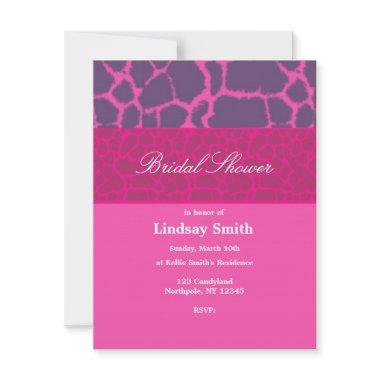 Pink Giraffe Pattern Bridal Shower Invitations