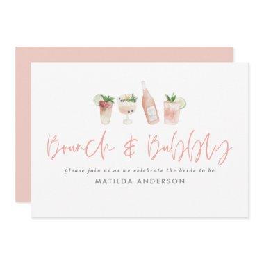 Pink girly bachelorette weekend brunch & bubbly Invitations