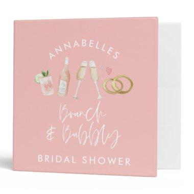 pink girly champagne bridal shower 3 ring binder