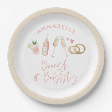 Pink girly cocktail brunch and bubbly bridal paper plates